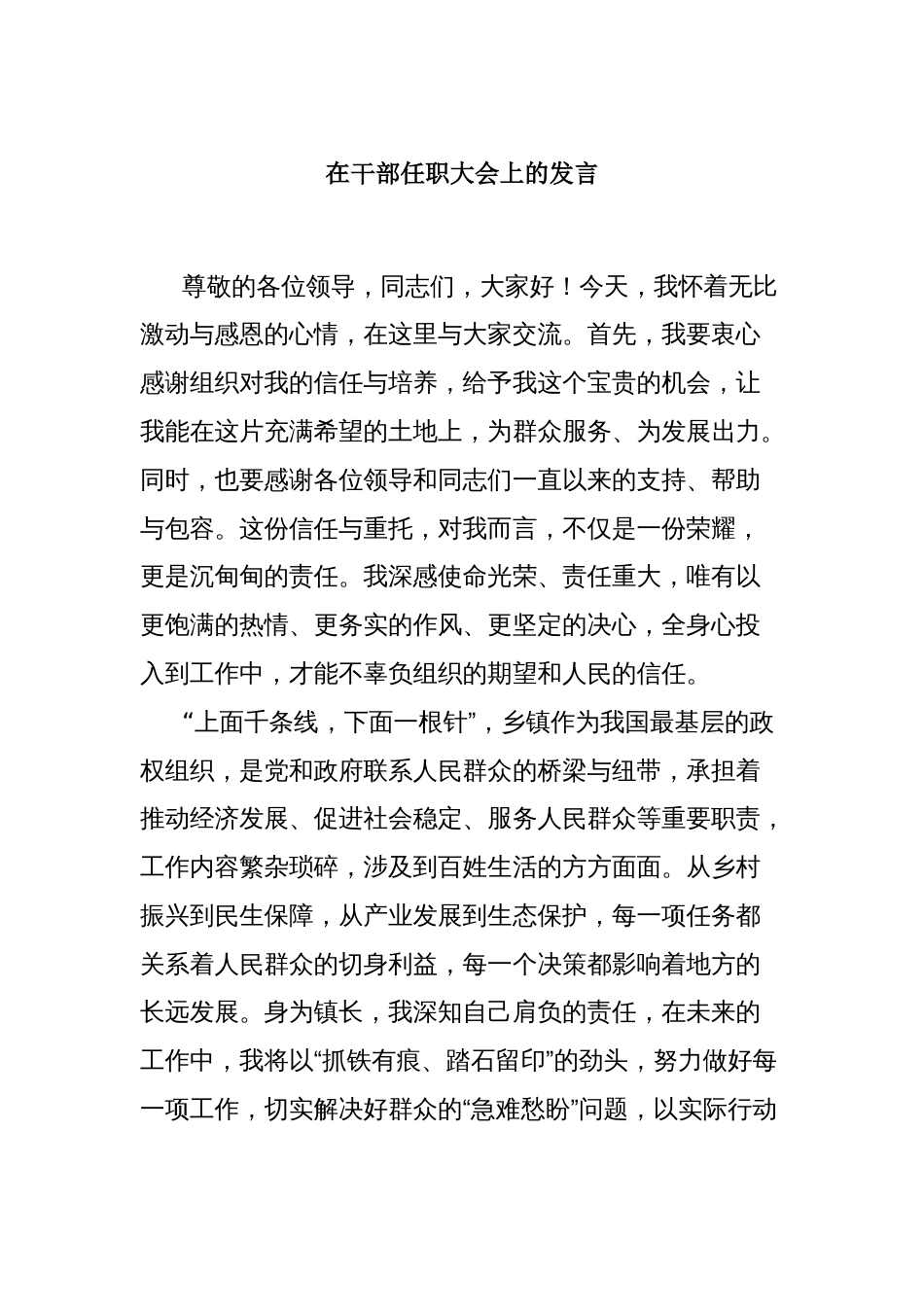 在干部任职大会上的发言_第1页