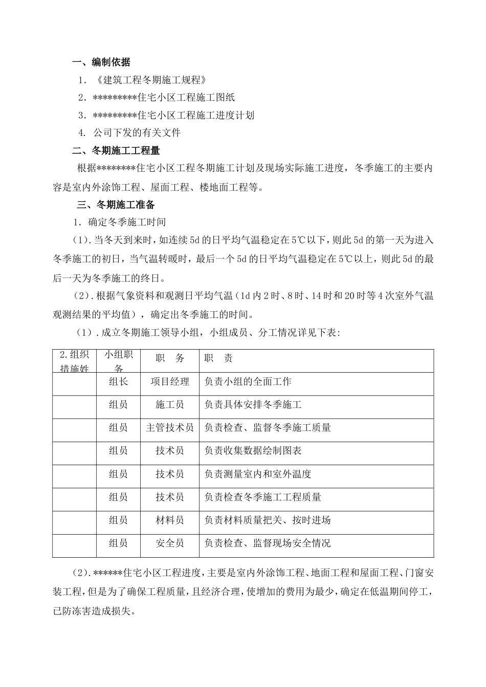 1115某住宅小区冬季施工组织设计方案_第1页