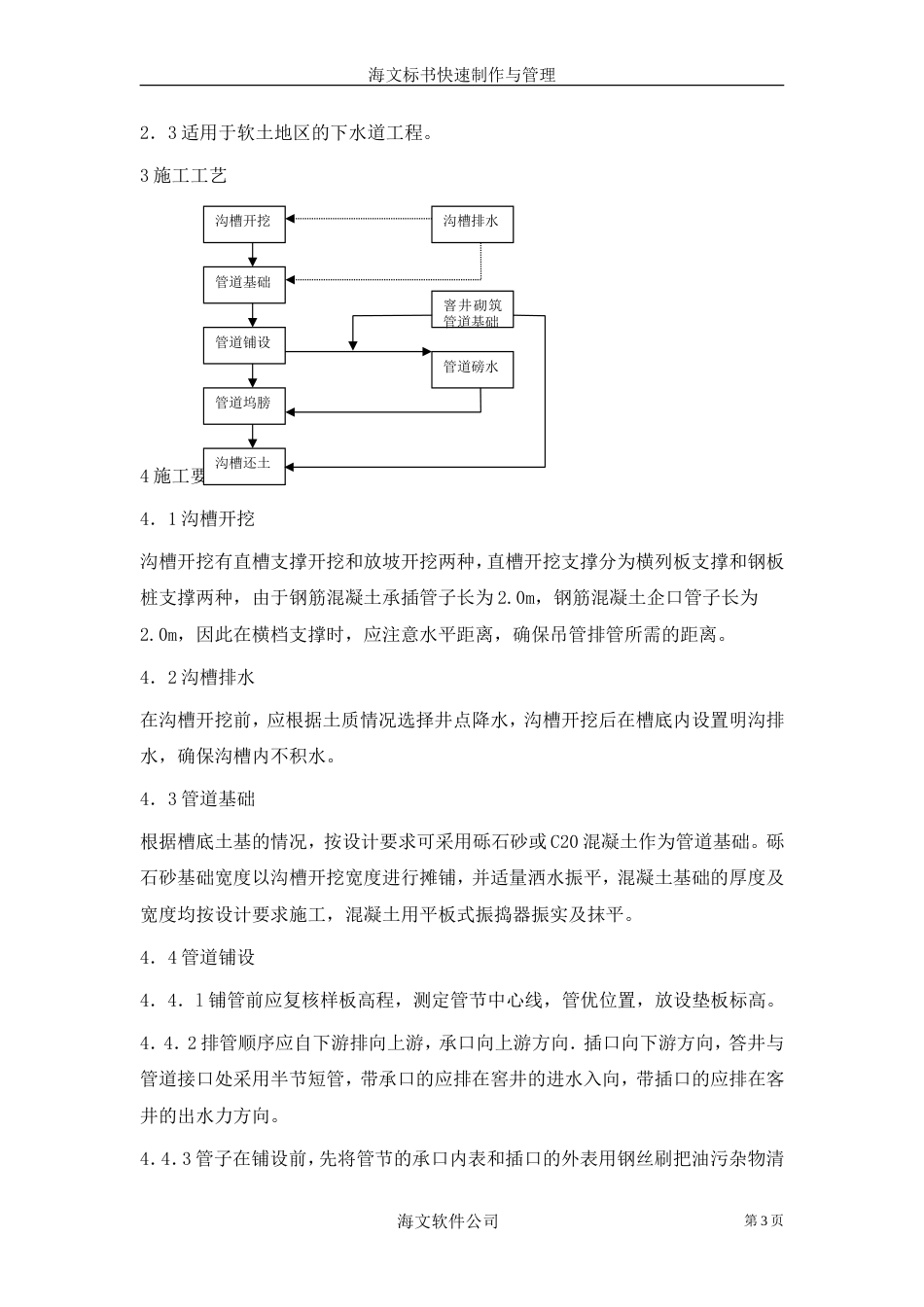 开槽埋管（承插管企口管）施工方案_第3页