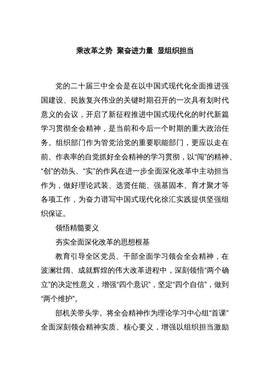 乘改革之势  聚奋进力量  显组织担当_第1页