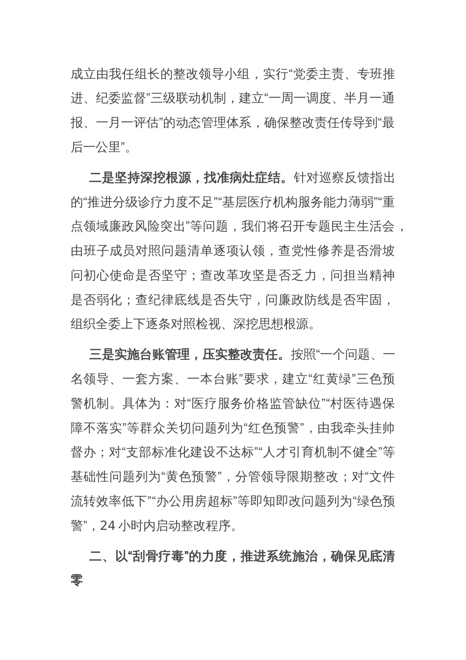 市卫生健康委员会主任在市委巡察组巡察反馈会议上的表态发言_第2页