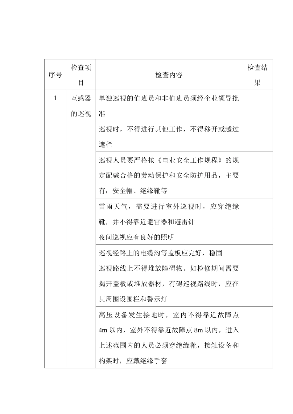 某公司互感器安全检查表_第1页