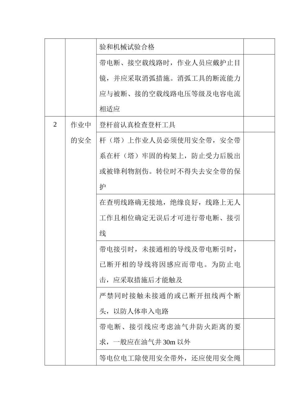 带电断、接引流线作业安全检查表_第2页