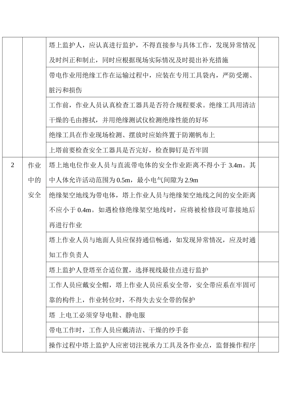 地电位作业法更换绝缘子安全检查表_第2页