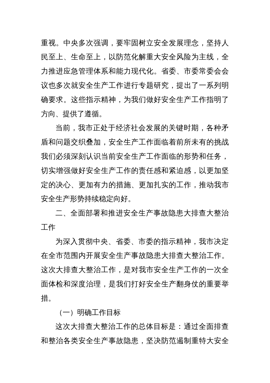 在2025年某某市安全生产事故隐患大排查大整治推进会上的讲话_第2页