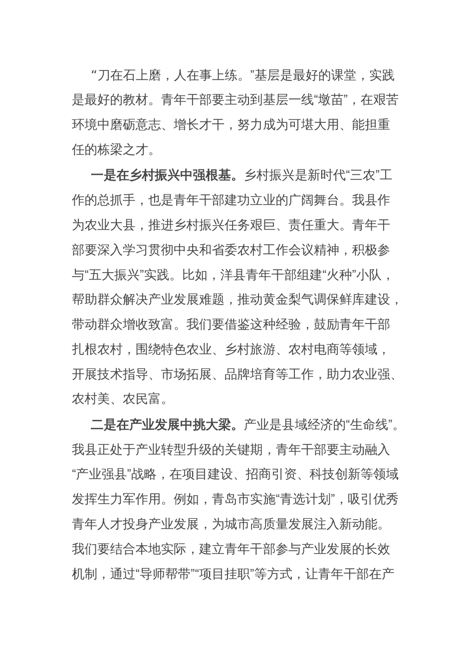 县书记在五四青年节青年干部座谈会上的讲话_第3页