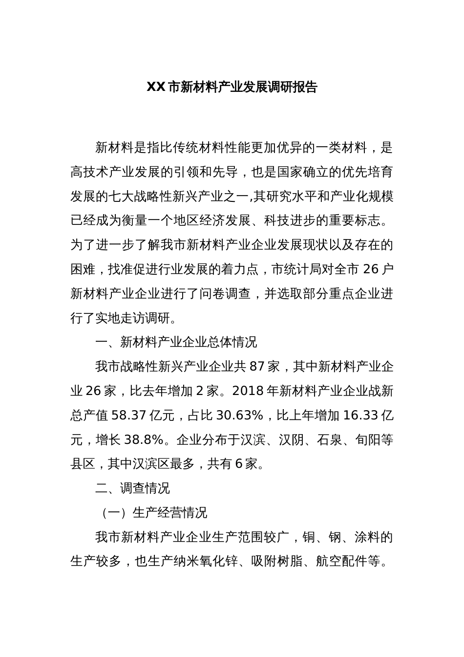 XX市新材料产业发展调研报告_第1页