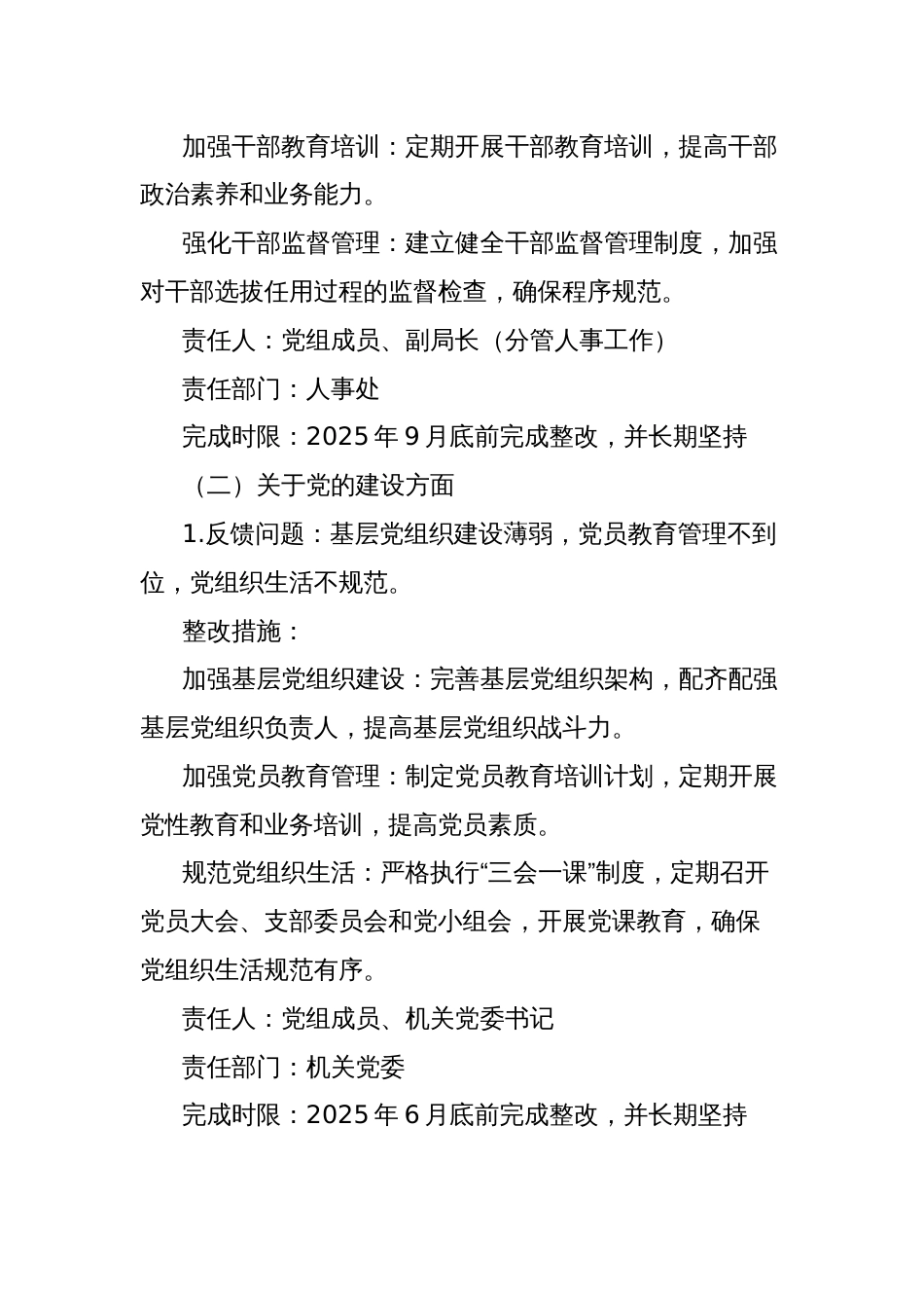 市人力资源和社会保障局2025年巡察反馈问题整改工作方案_第3页