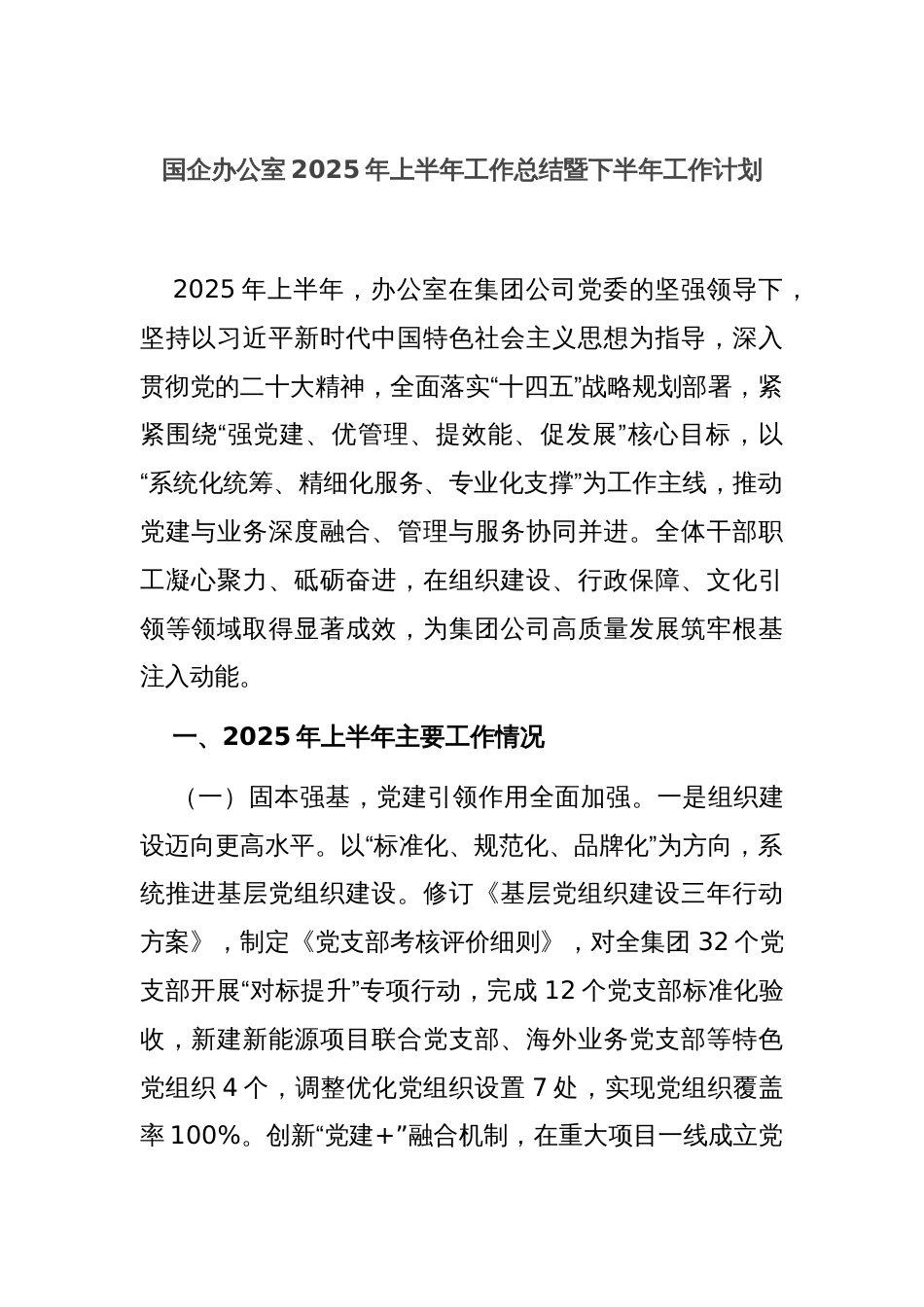 国企办公室2025年上半年工作总结暨下半年工作计划_第1页