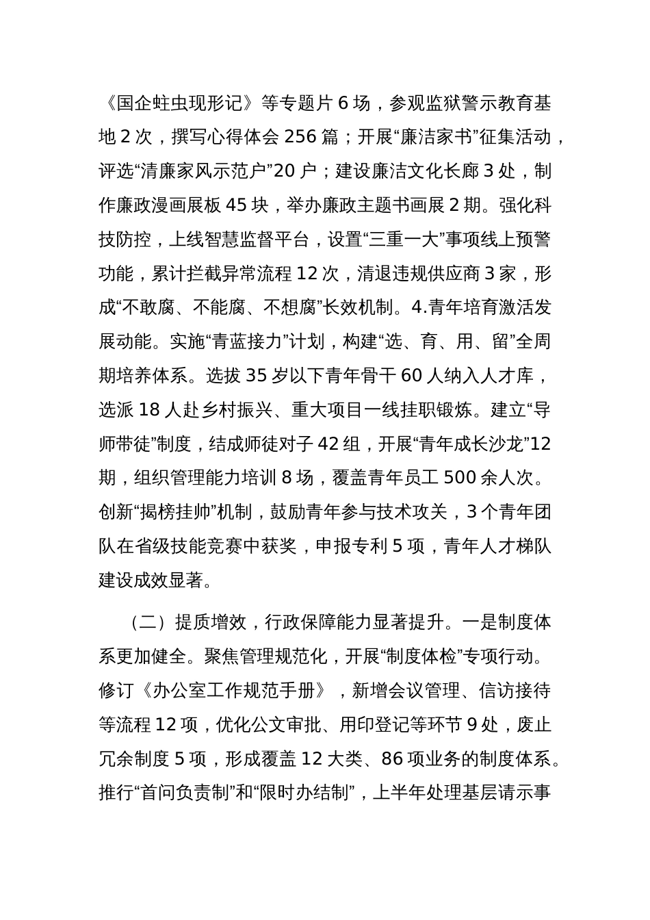 国企办公室2025年上半年工作总结暨下半年工作计划_第3页