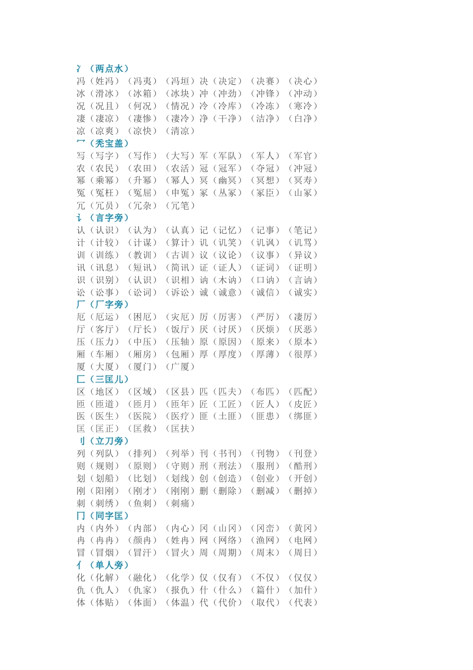 小学语文1-6年级“根据偏旁写汉字”15个集锦_第1页
