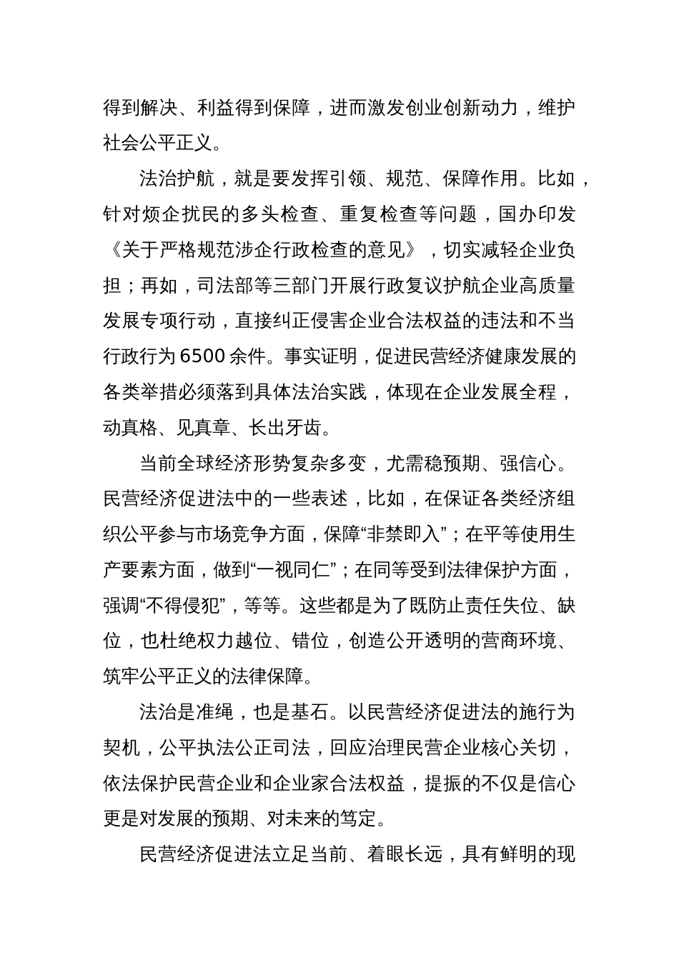 《中华人民共和国民营经济促进法》正式施行心得体会发言_第2页