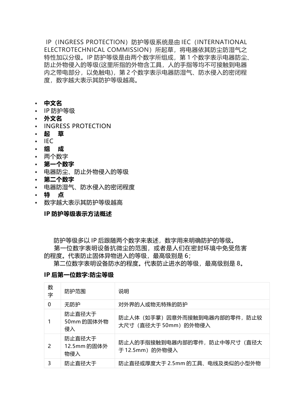 IP防尘防水等级及对照表_第1页
