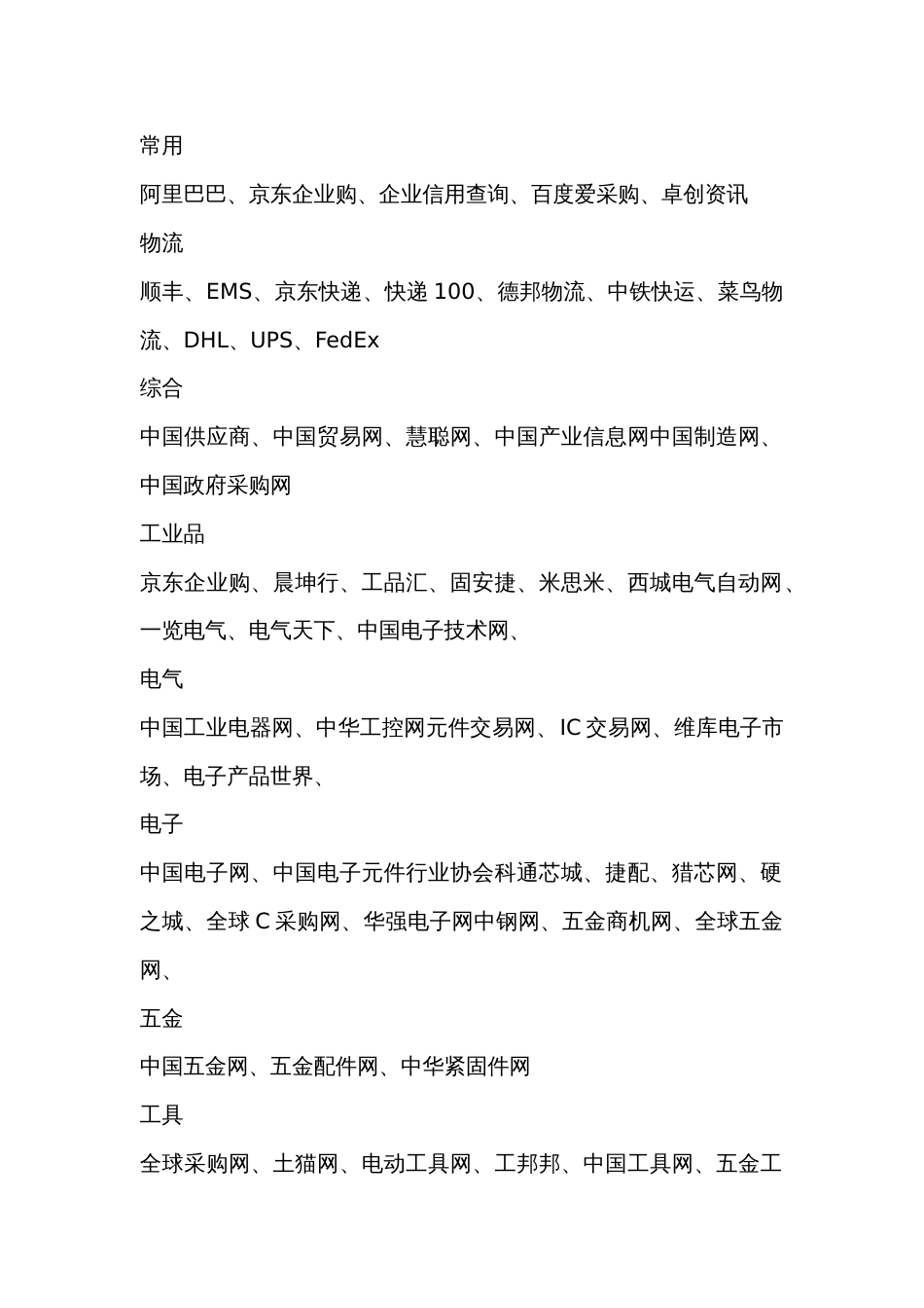 采购必备网址资源总结_第1页