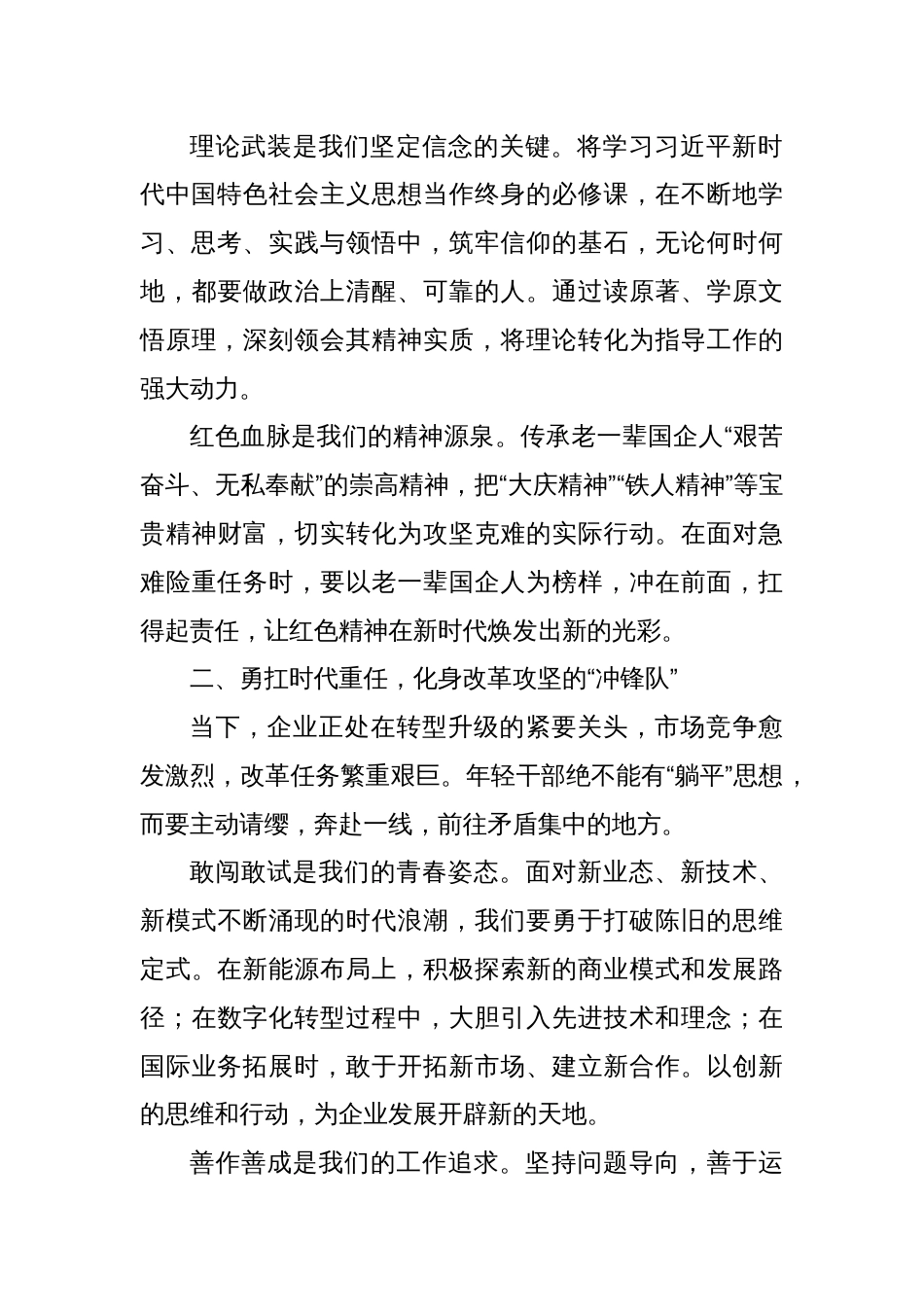 国有企业董事长在年轻干部座谈会讲话稿_第2页