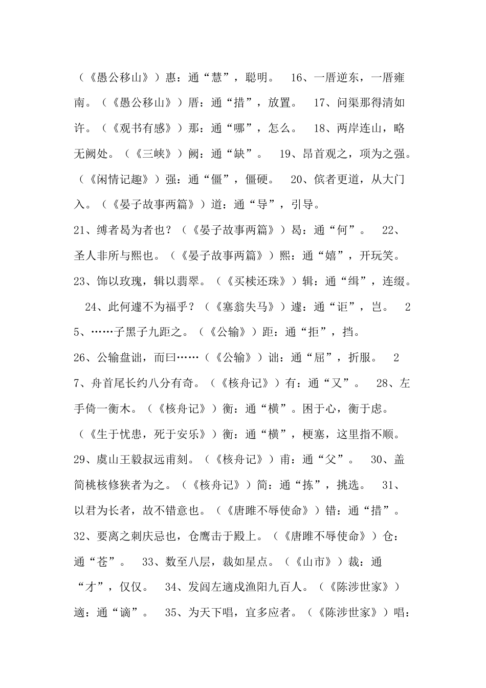 初中语文全6册文言文通假字+文中成语梳理_第2页