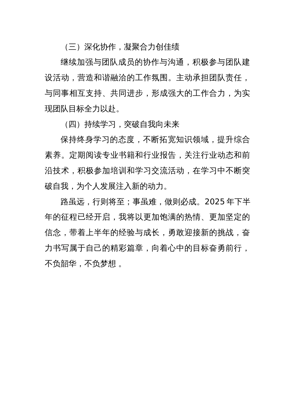 2025年上半年个人工作总结及下半年工作计划_第3页
