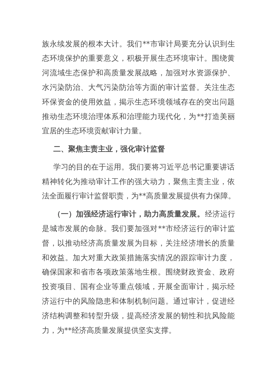 聚焦主责主业，勇于担当作为，以高质量审计监督服务高质量发展——审计局领导学习心得_第3页