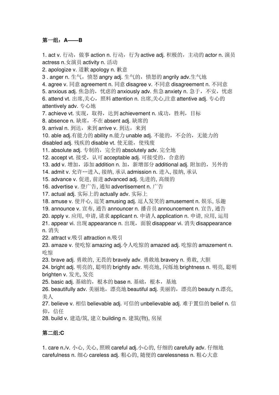 初中英语核心词“词形”转换总结_第1页