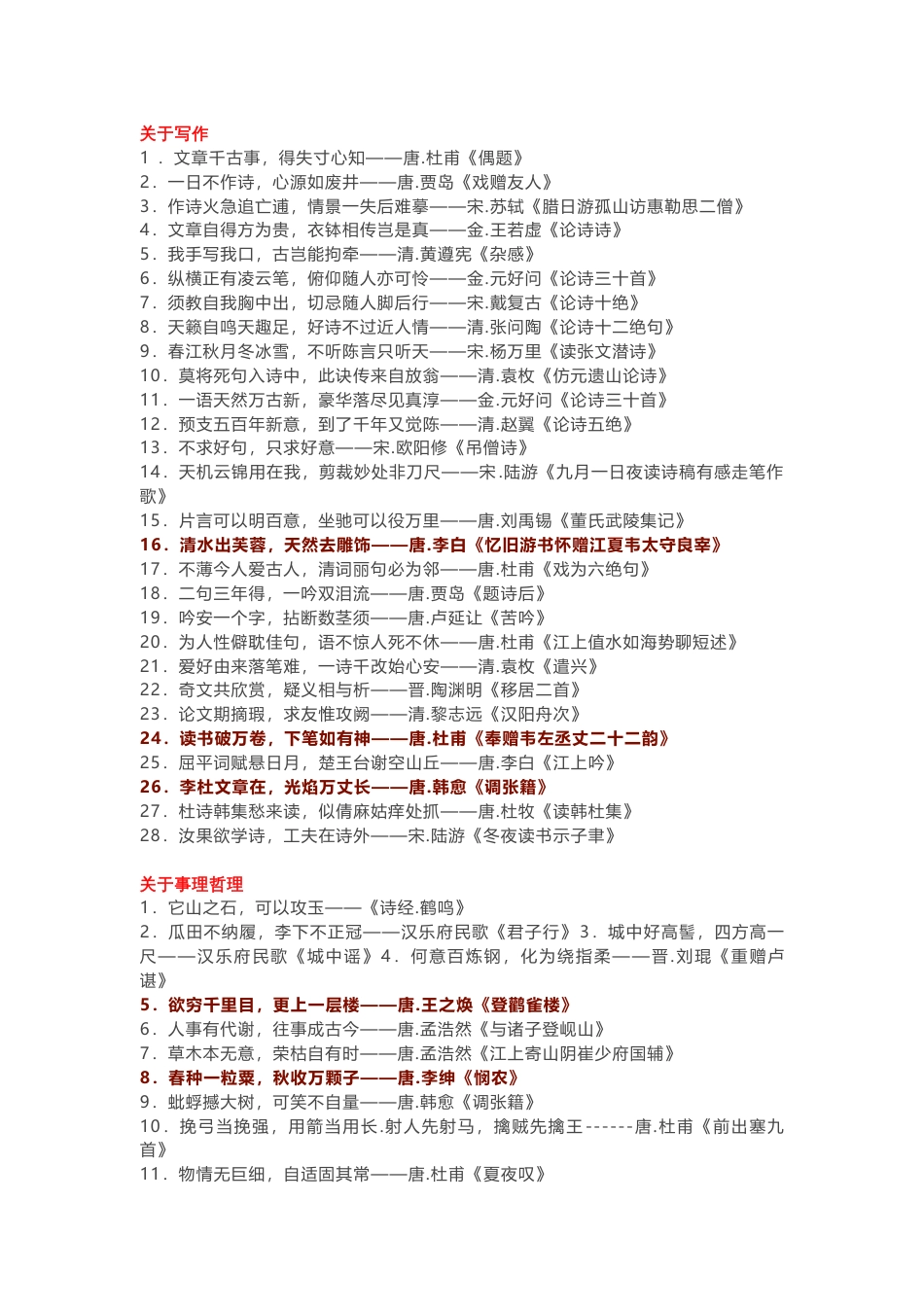 初中语文古诗名句分类集锦（共230句）_第1页