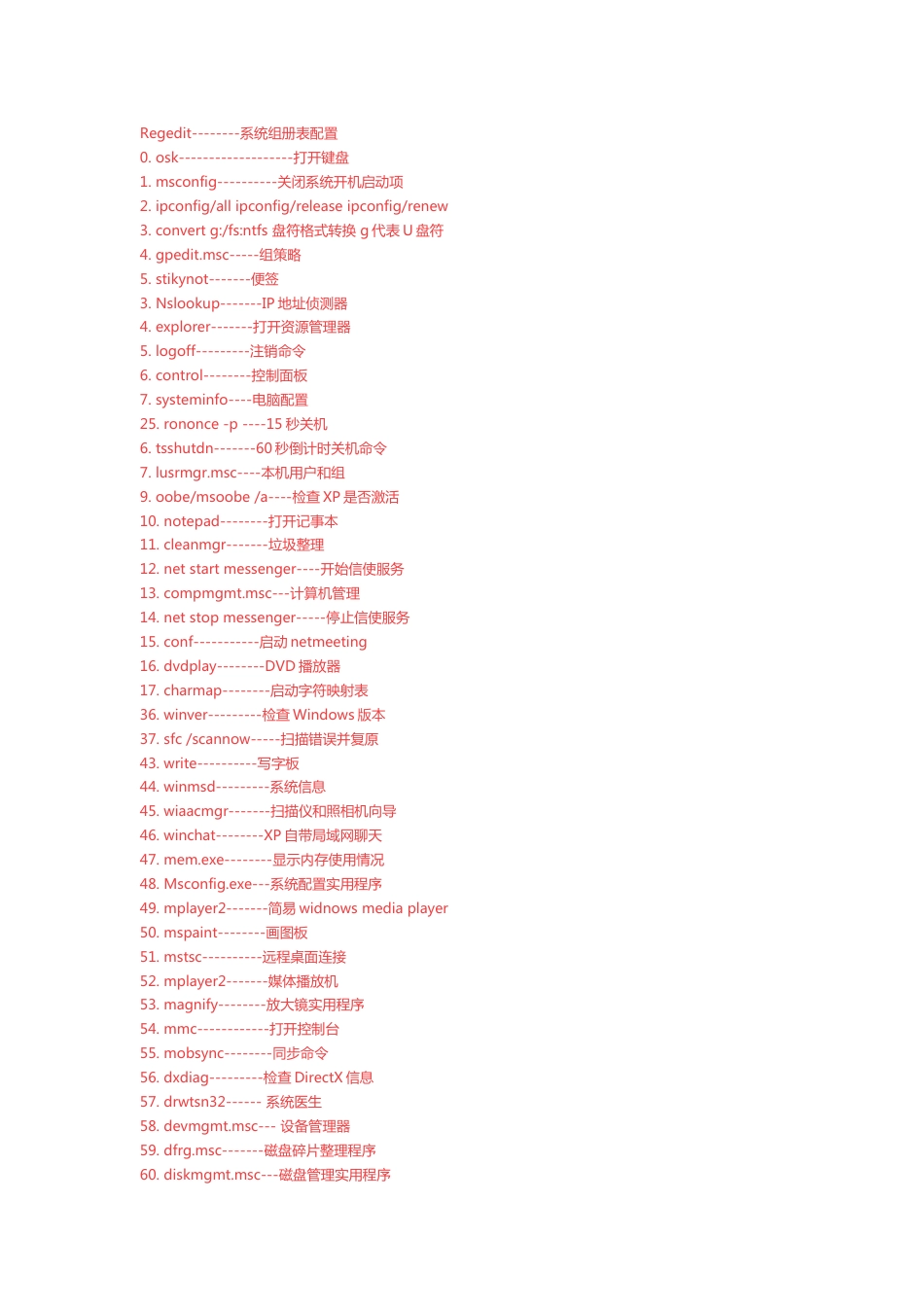 电脑命令大全总结 Windows+R输入对应命令 - 用于合并_第1页