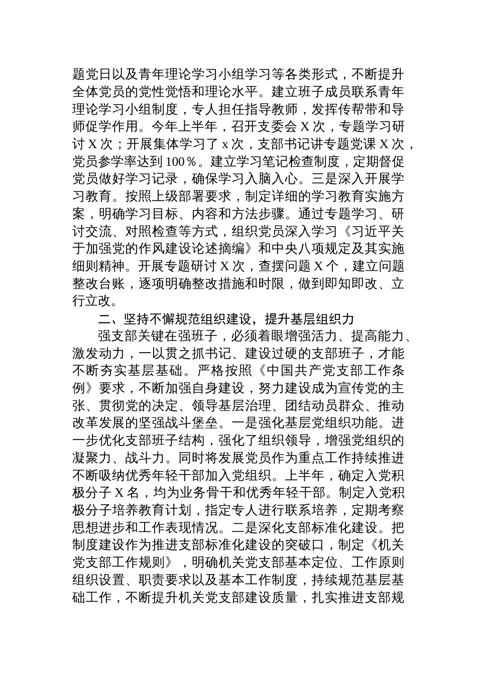 党支部2025年上半年工作总结及下半年工作计划材料_第2页