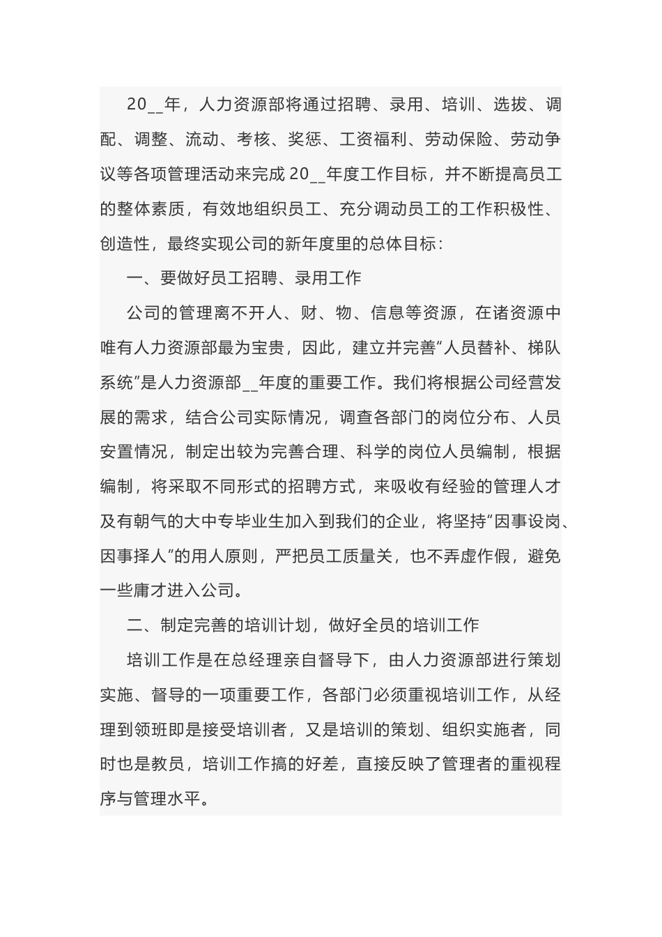 某公司人力资源工作计划_第1页