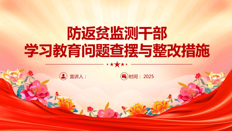 防返贫监测干部学习教育问题查摆与整改措施PPT模板课件_第1页
