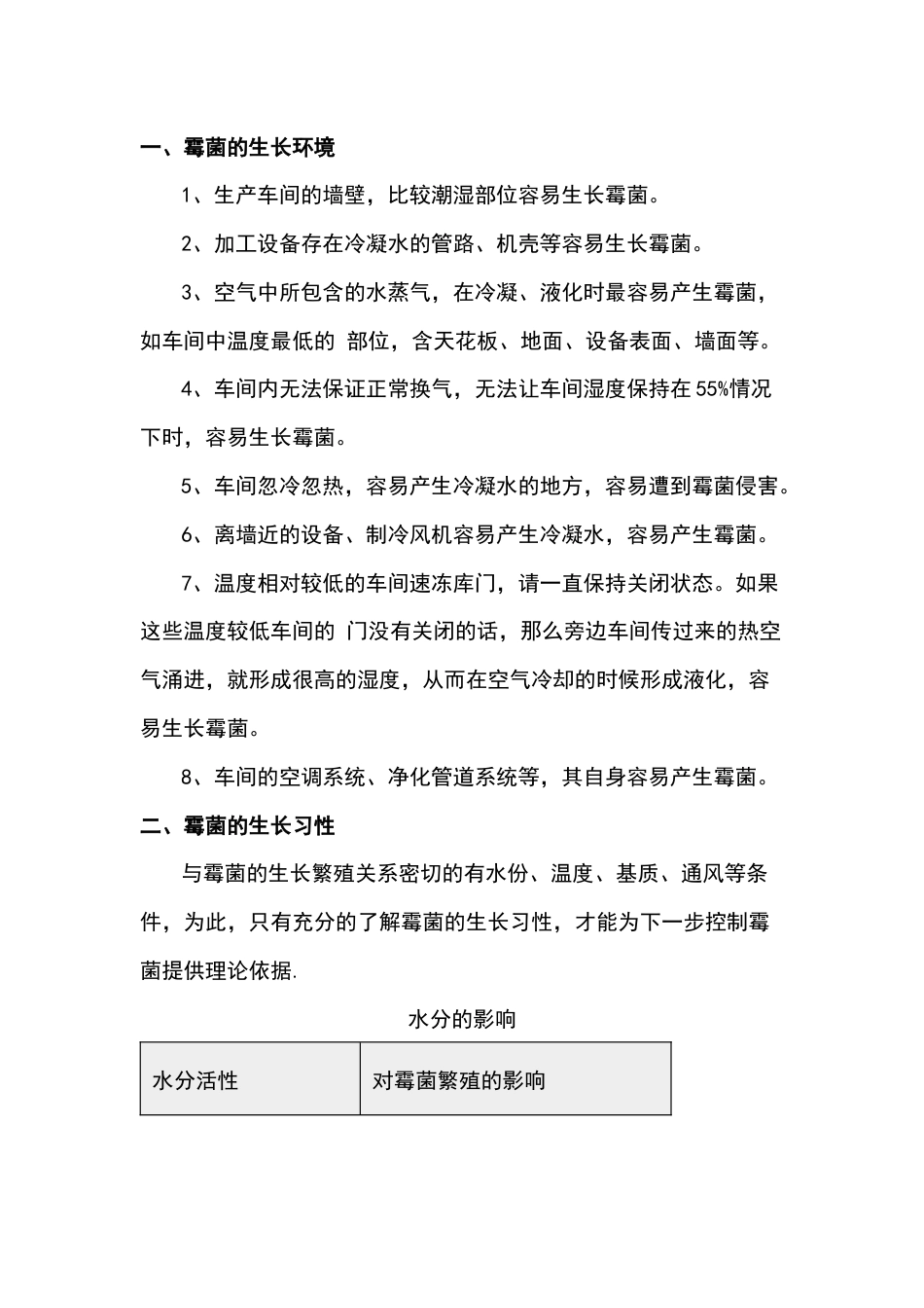 食品生产车间霉菌的生长及控制_第1页