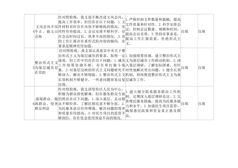 某乡镇机关党支部中央8项规定精神学习教育检视问题及整改清单_第3页