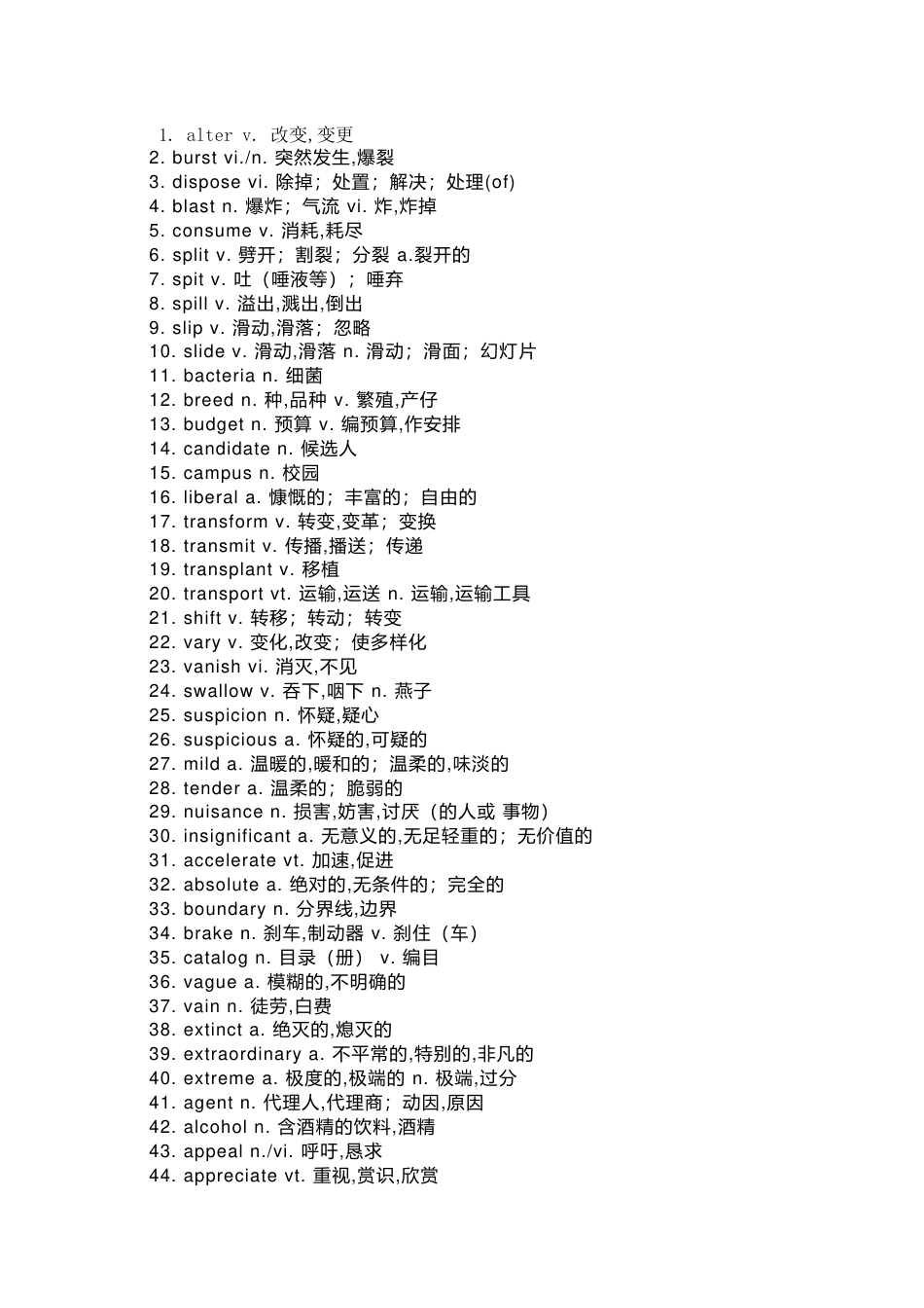 高考英语阅读理解高频词总结_第1页