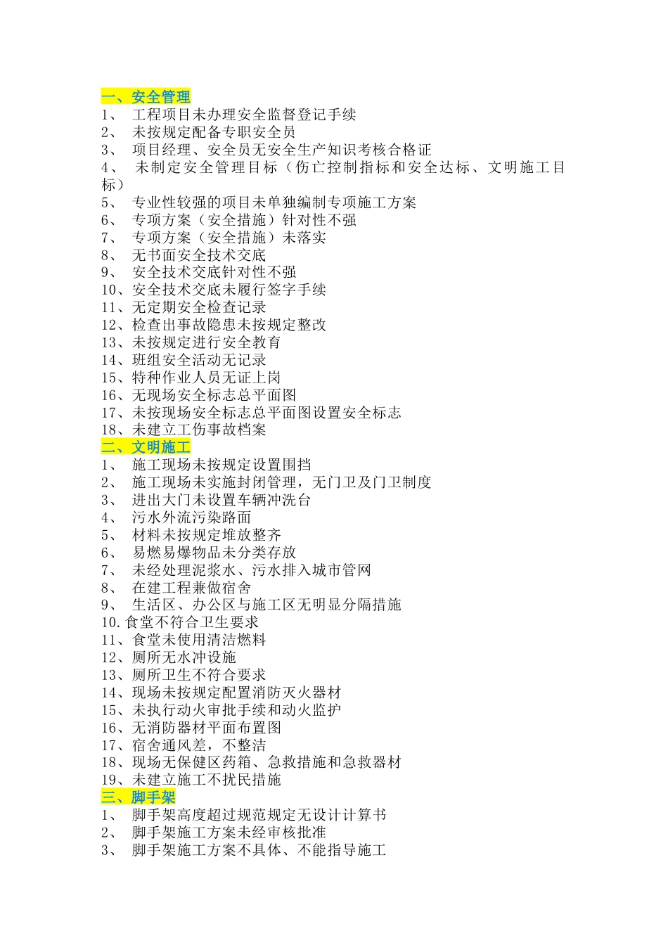 建筑施工现场安全隐患检查 200 项_第1页