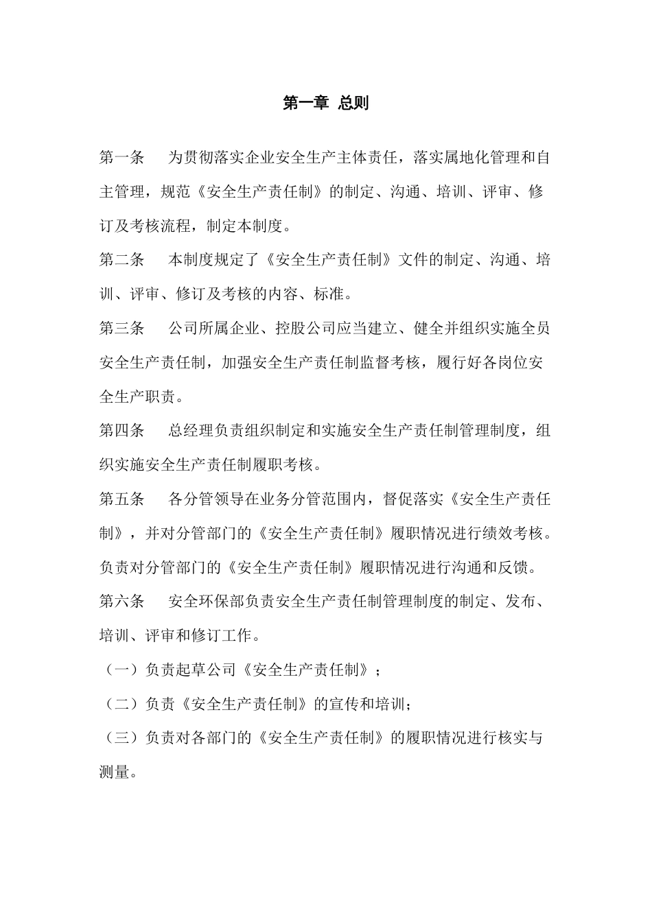 某公司安全生产责任制管理制度_第1页