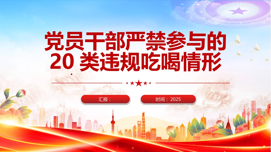 2025党员干部严禁参与的20类违规吃喝情形PPT学习课件_第1页