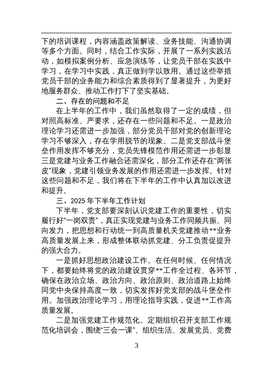 党支部2025年上半年工作总结暨下半年工作计划参考_第3页