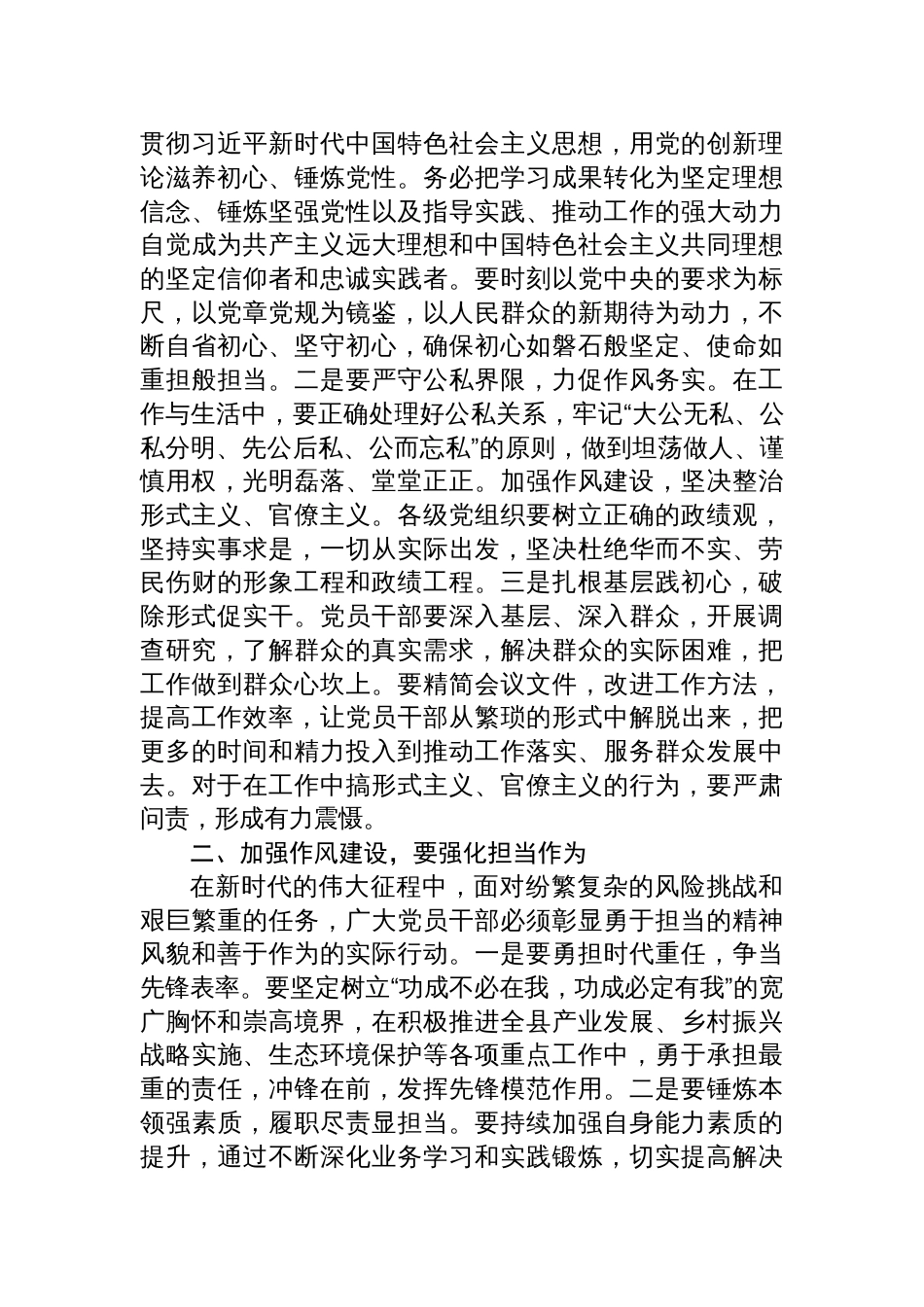 2025年县委书记关于作风建设七一党课讲稿：勇担当善作为，严纪律正风气_第3页