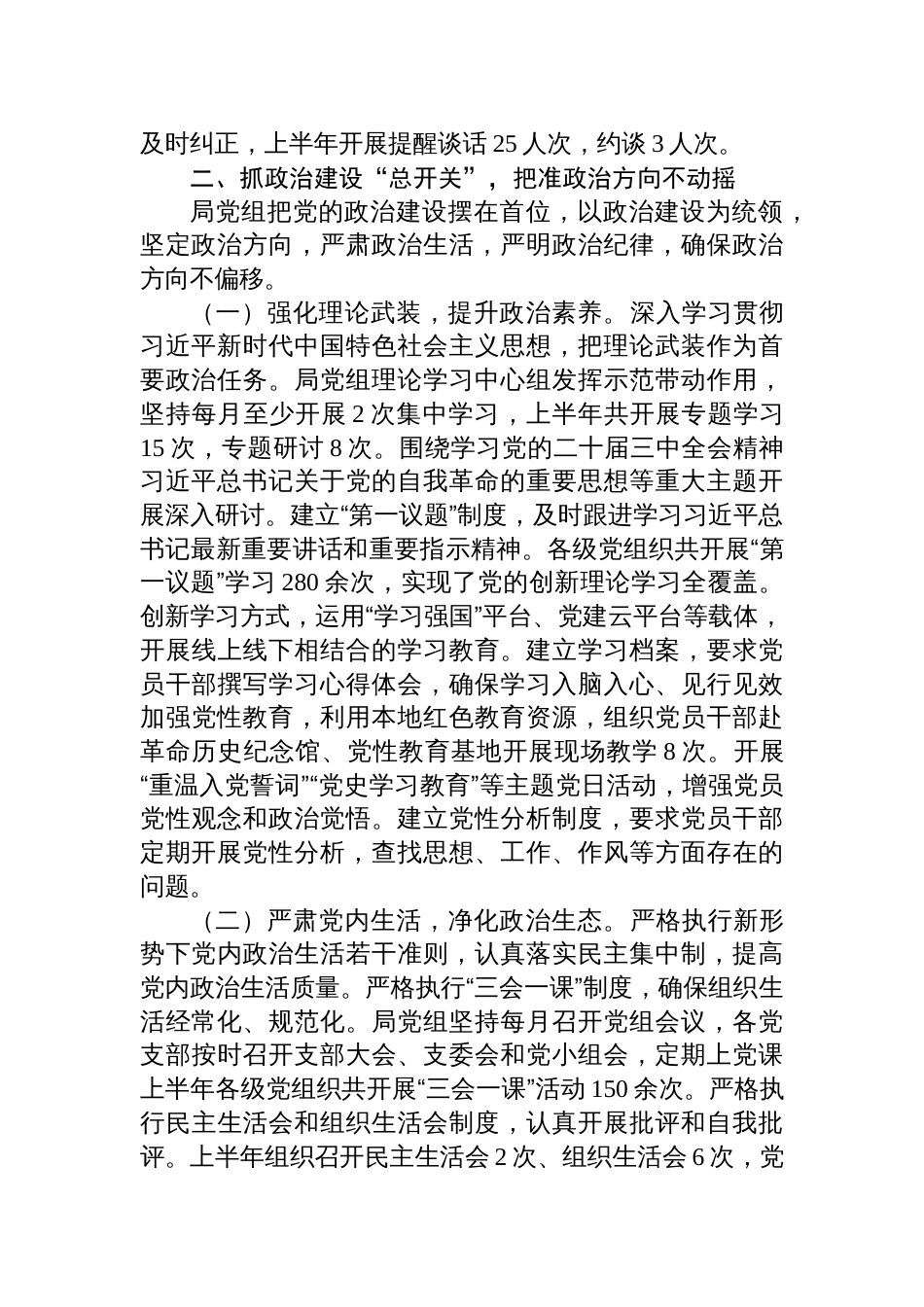 市局2025年上半年落实全面从严治党主体责任情况报告_第3页