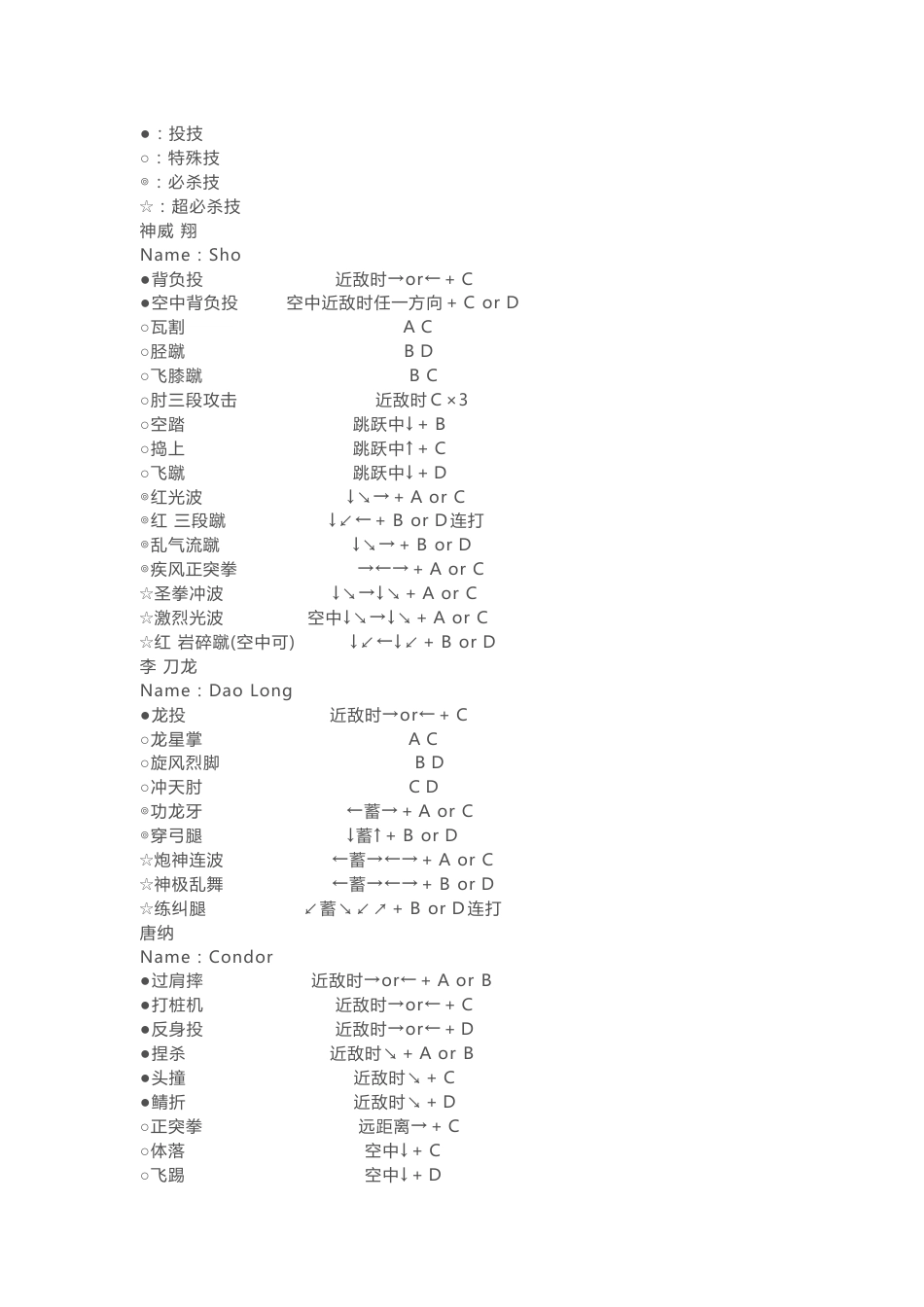 爆裂人Breakers各角色摇杆版键盘出招表大全_第1页