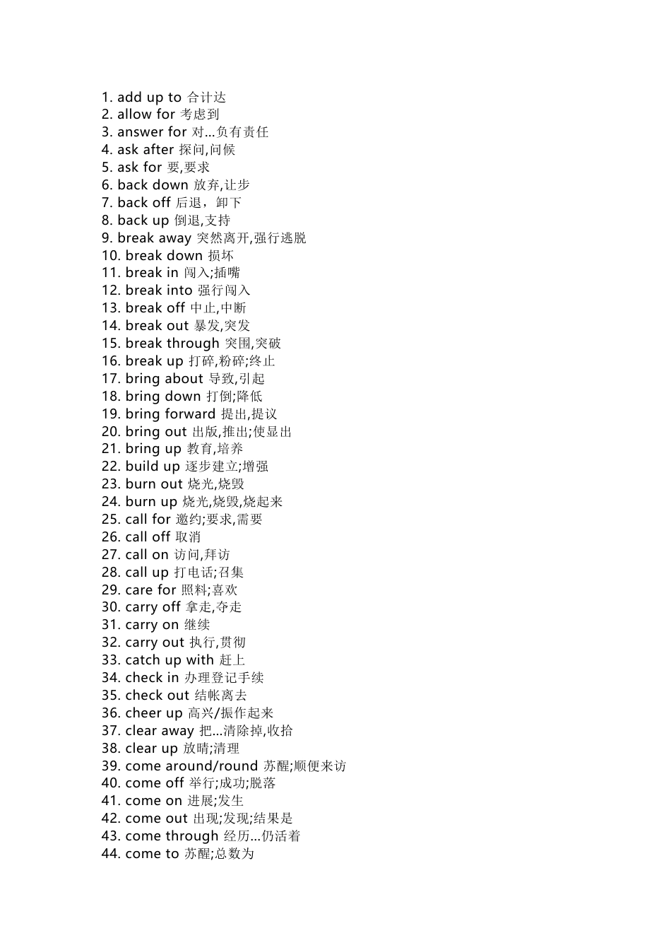 288个高中英语考试高频动词词块_第1页
