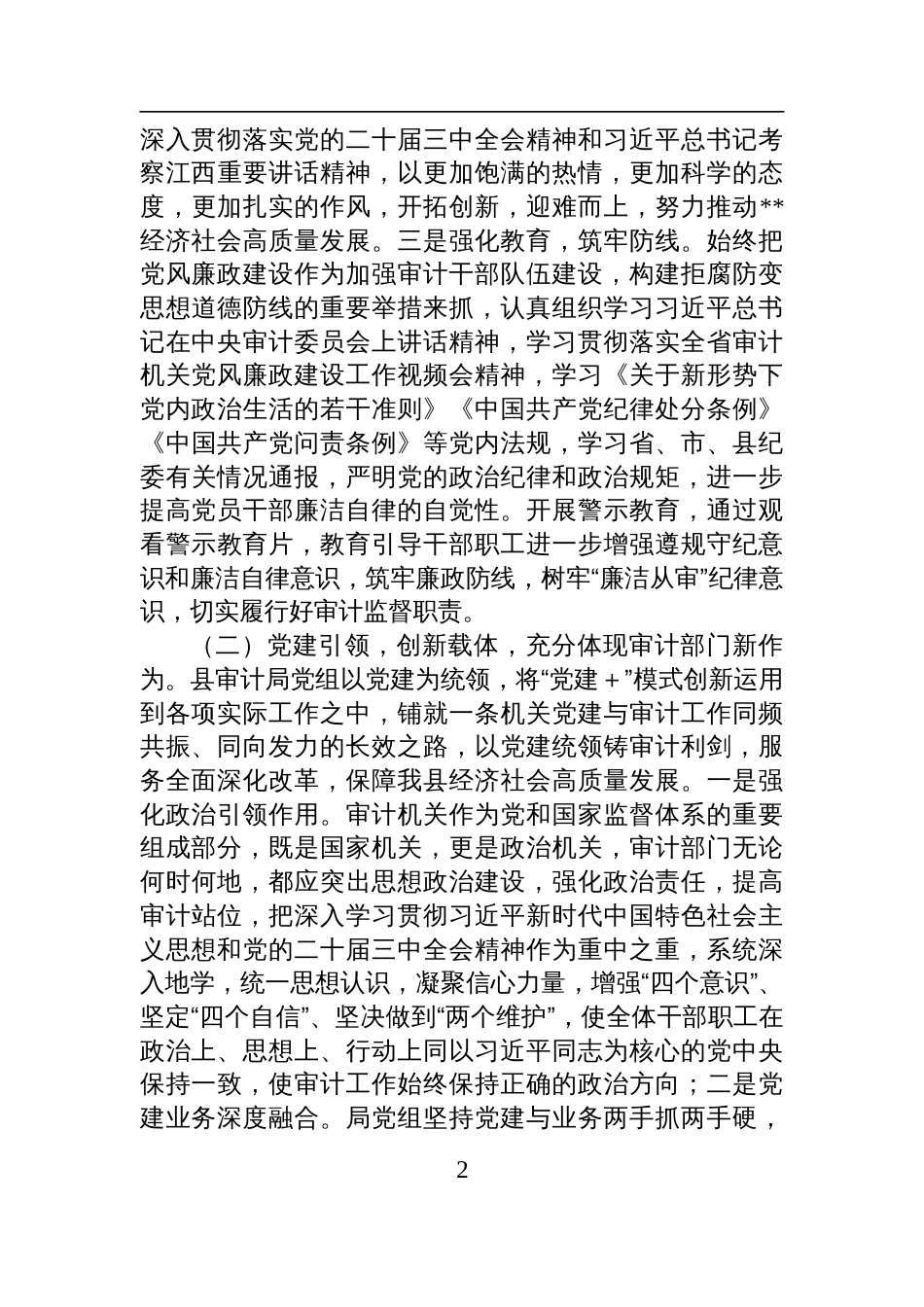 审计局2025年上半年党建工作总结报告材料_第2页