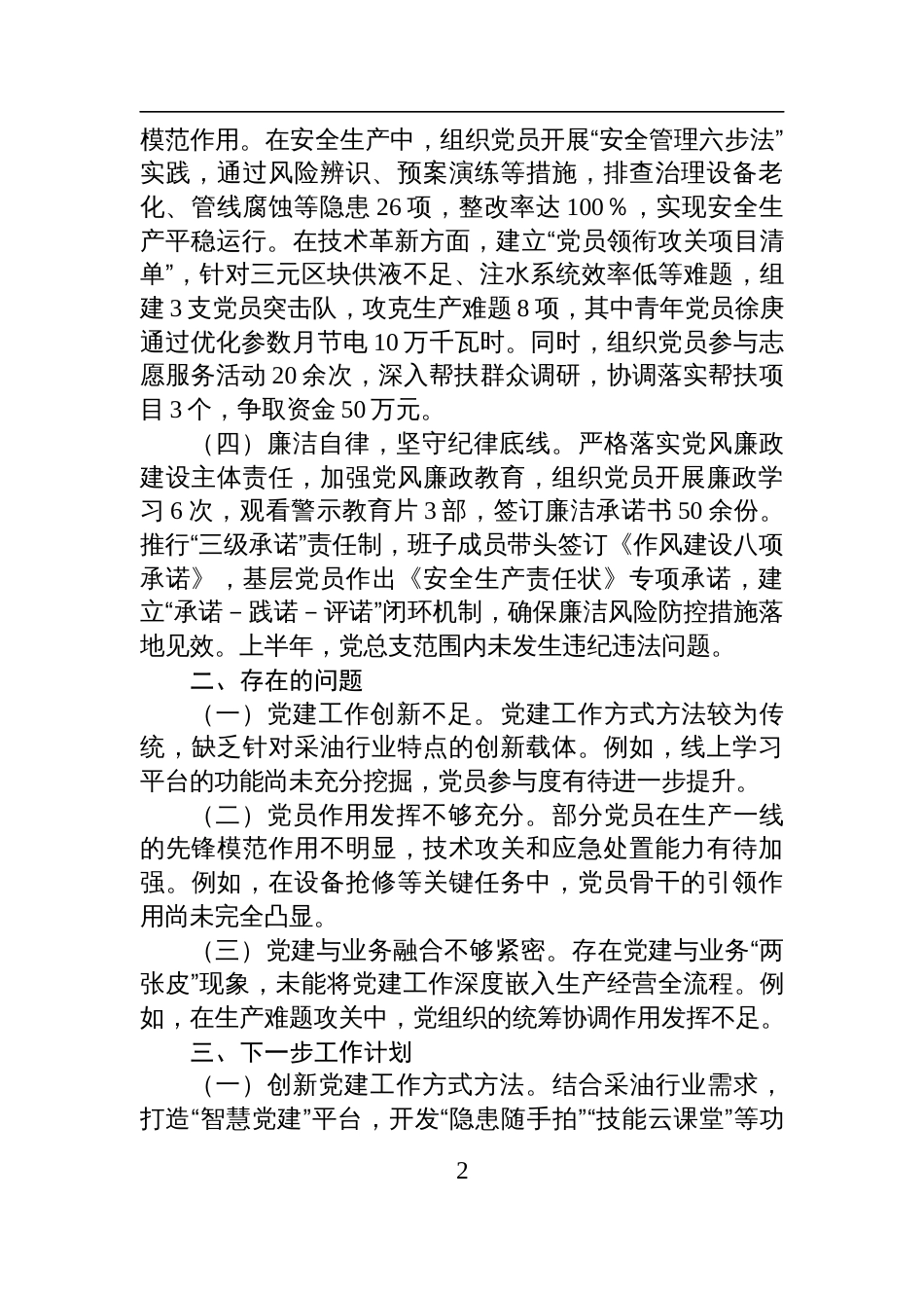 党总支书记2025年上半年述职报告材料_第2页