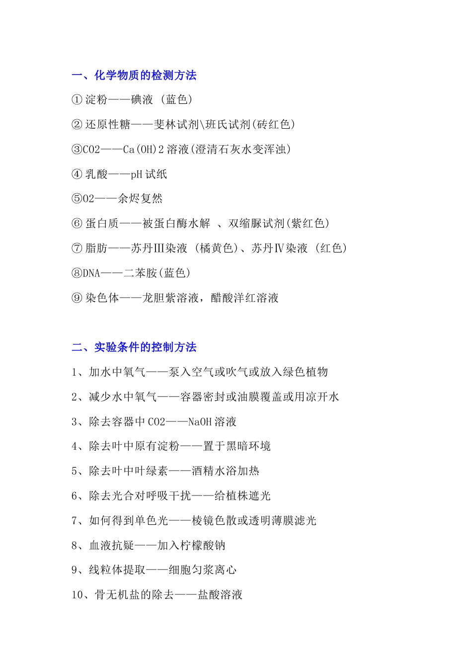 高中生物实验中试剂的作用及实验方法总结_第1页