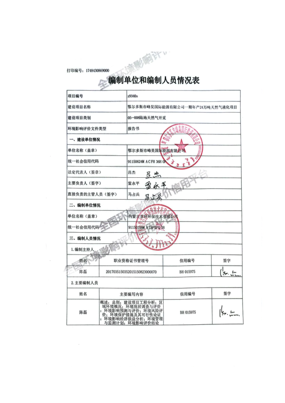 鄂尔多斯市峰昊国际能源有限公司一期年产 24 万吨天然气液化项目环评报告书_第2页