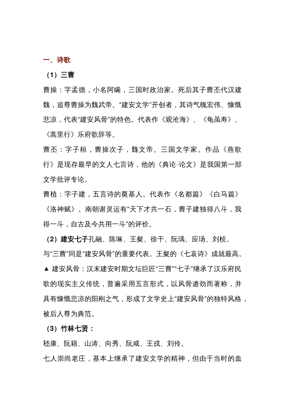 高中语文古代文学常识：魏晋篇_第1页