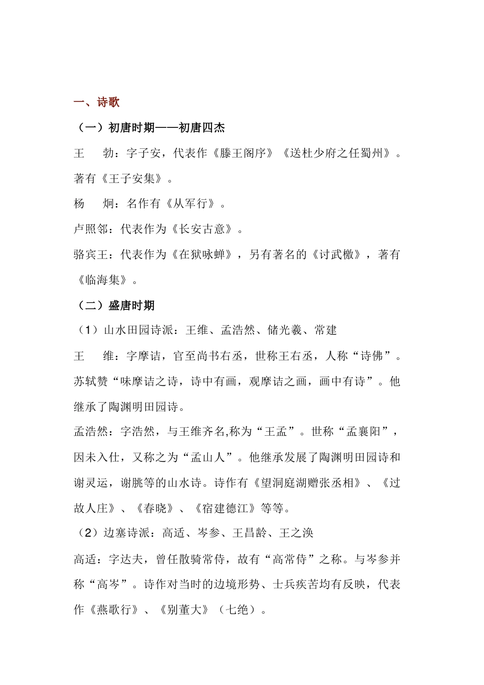 高中语文古代文学常识：唐代篇_第1页