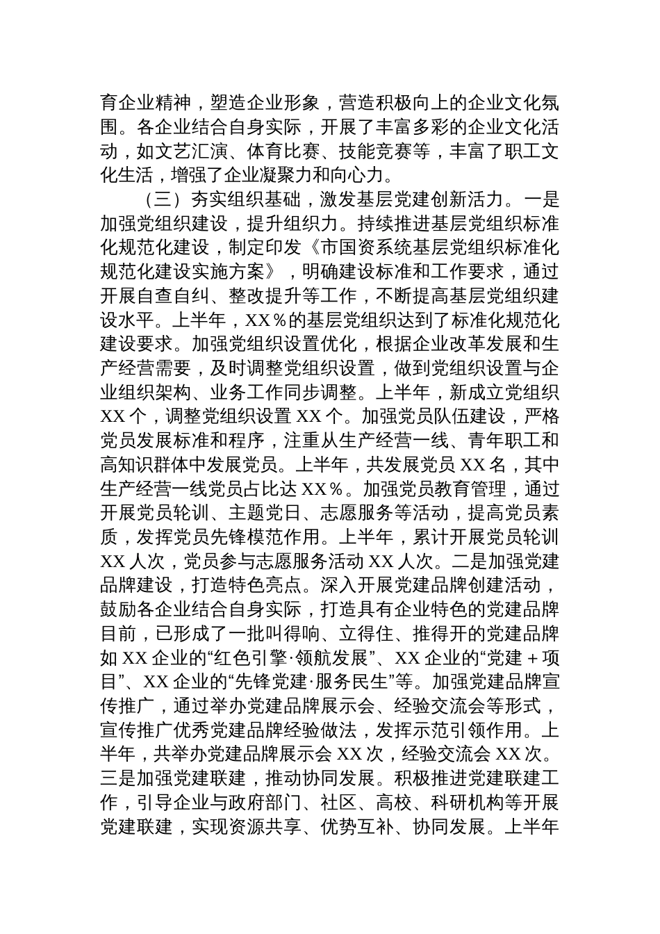 市国资委党委2025年上半年度党建工作情况总结材料_第3页