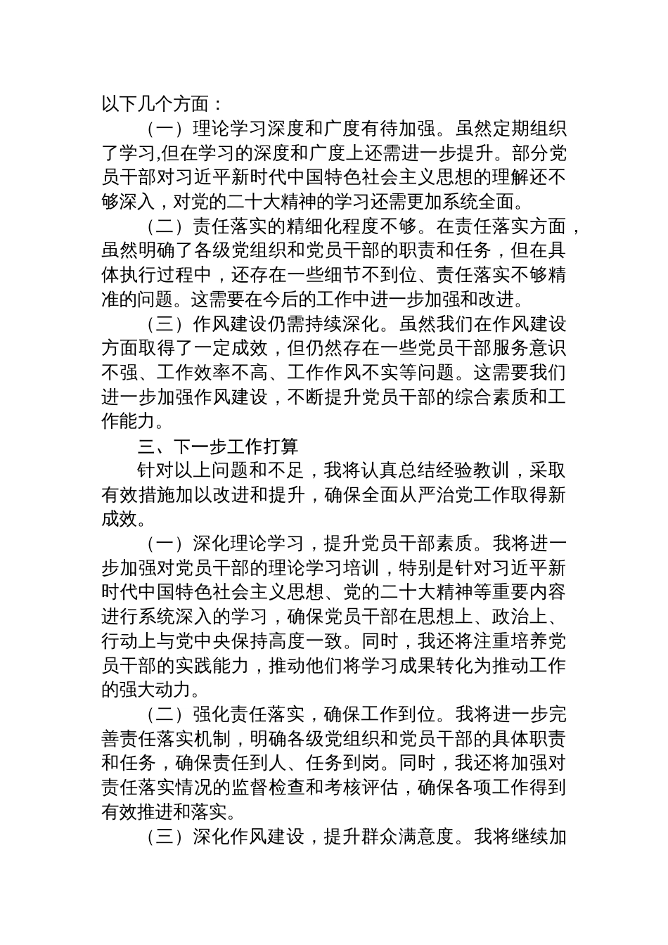 领导个人2025年上半年推动全面从严治党情况报告_第3页