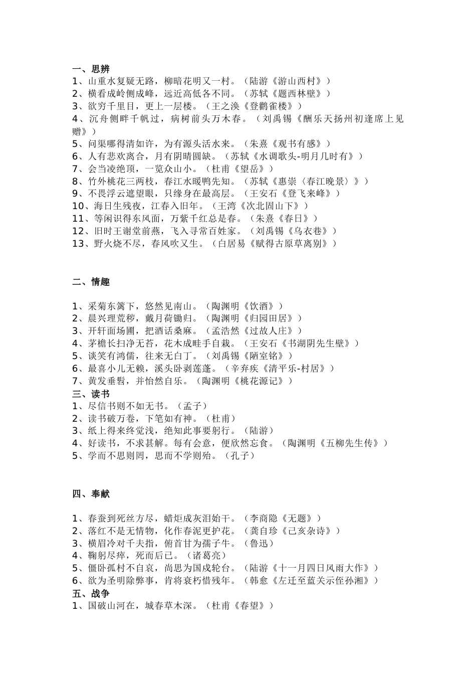 高中语文逢考必出的15大类古诗文，112句经典_第1页