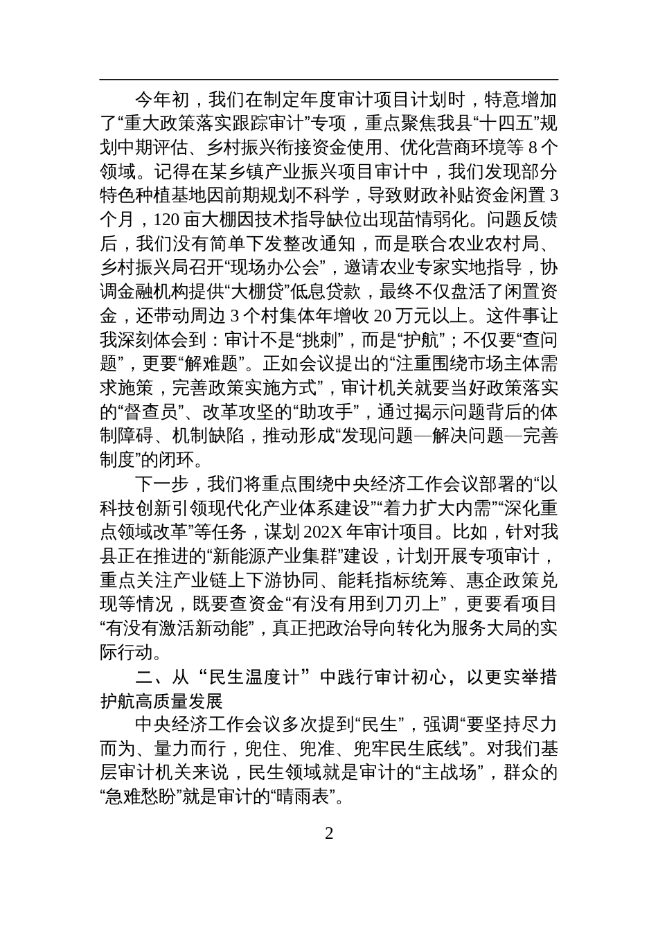 2025在全县审计系统学习贯彻中央经济工作会议精神专题交流会上的发言_第2页