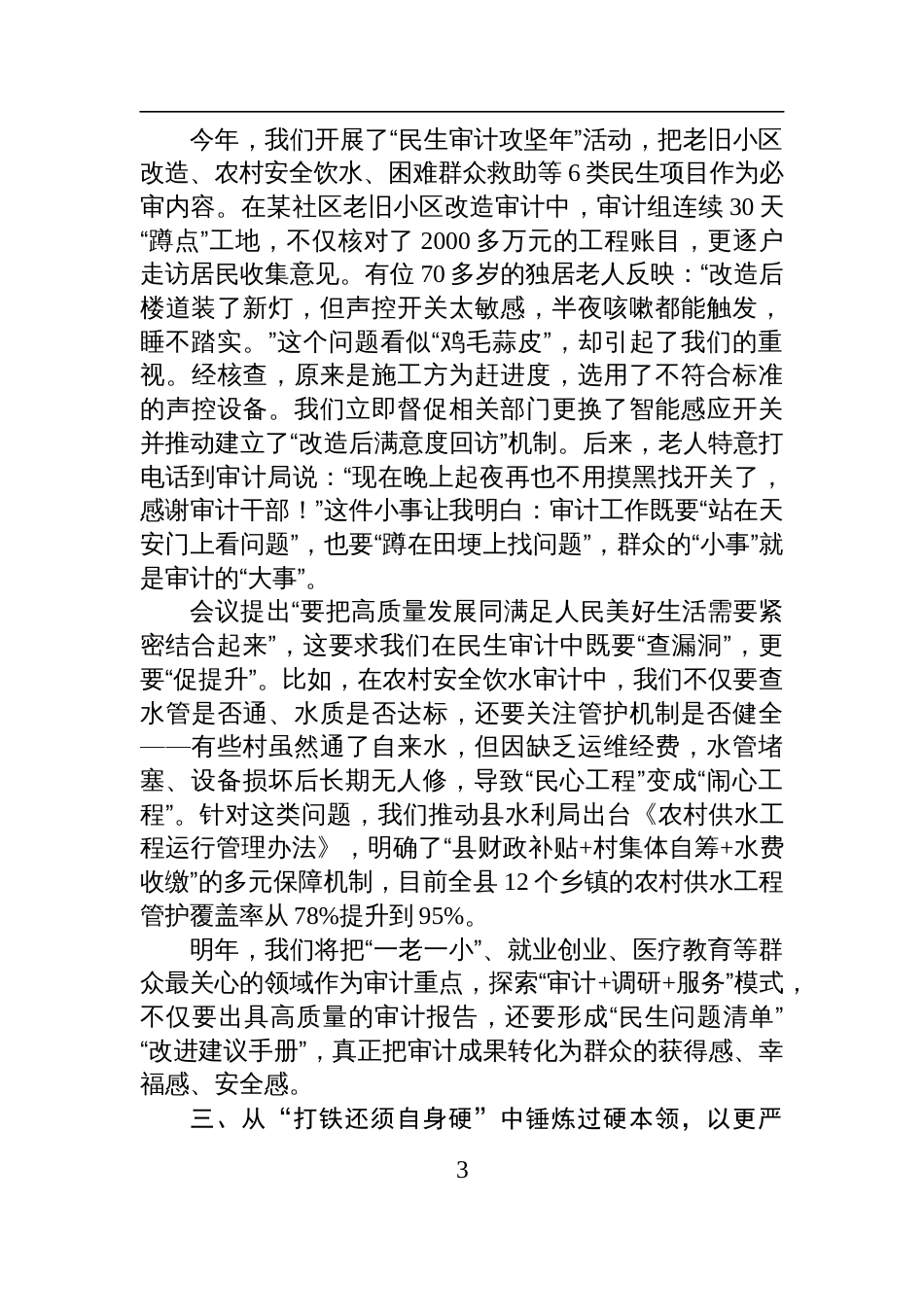 2025在全县审计系统学习贯彻中央经济工作会议精神专题交流会上的发言_第3页